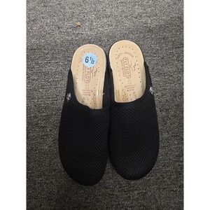 Fly Flot Women's Size 37 US 6.5 Black Slip On Anti-Shock Italian Comfort Clogs